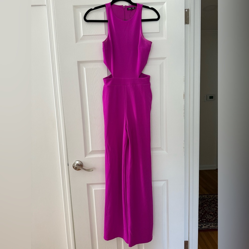 Express Pink Jumpsuit with Sleeveless Design and Wide-Leg Fit